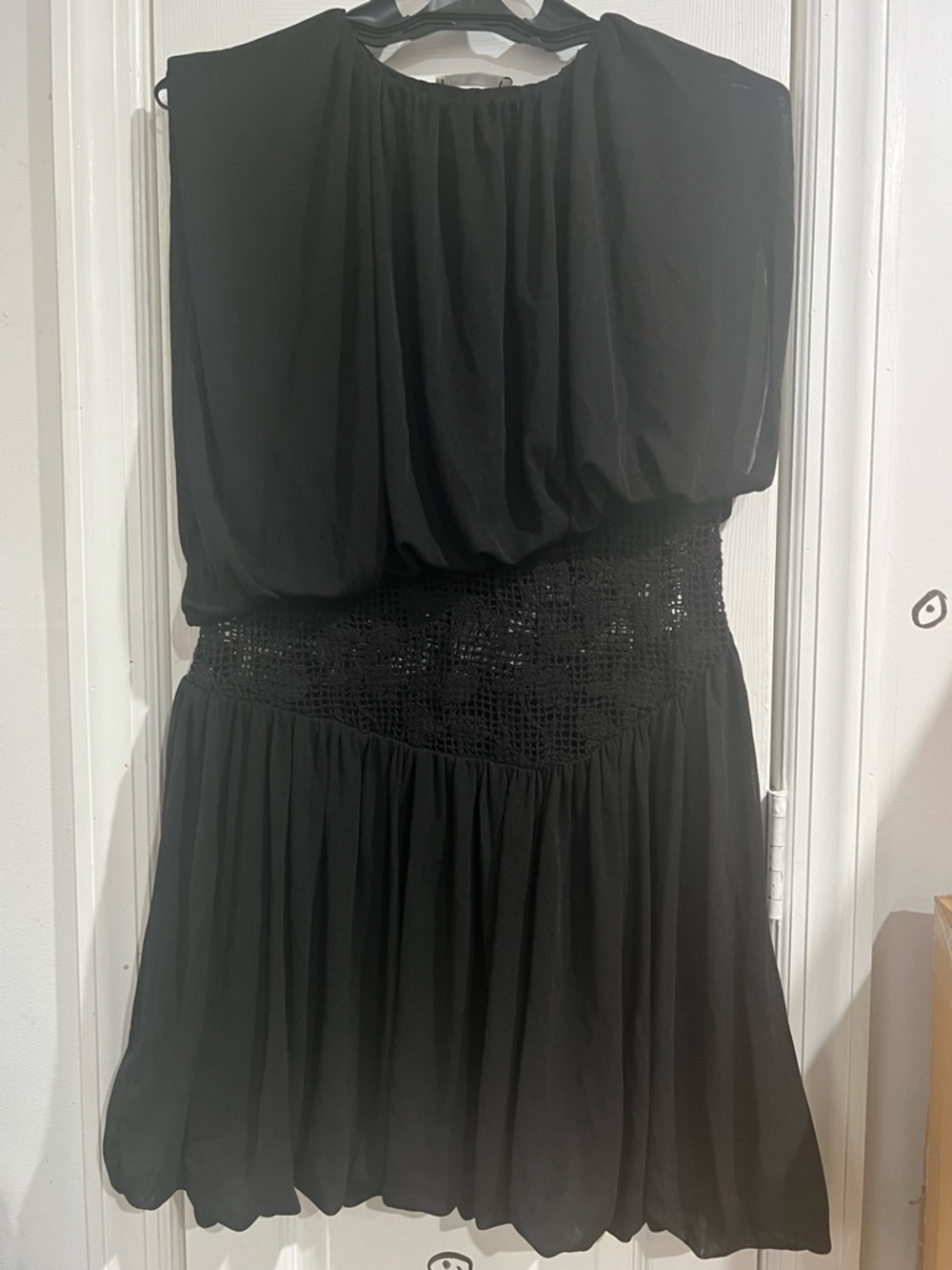 Zara Black Mini Dress with Smocked Waist